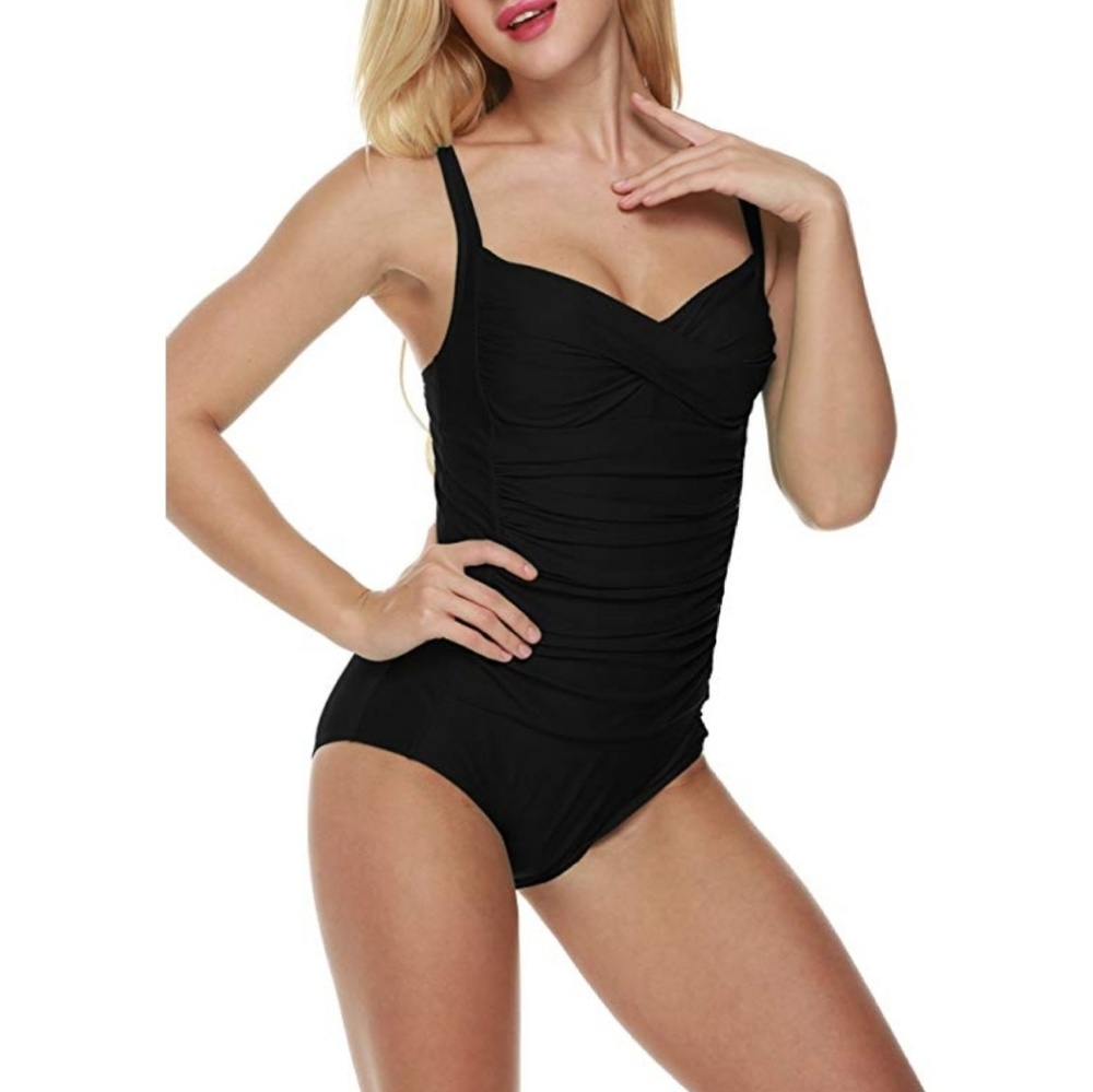 [Ekouaer] Black One Piece Swimsuit